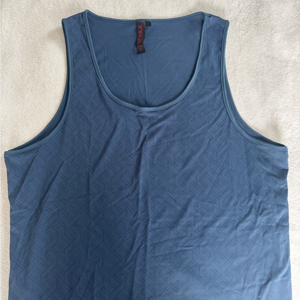 Men's Blue Pattern Mesh Stretch Tank